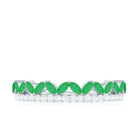 Real Marquise Emerald Half Eternity Wedding Band with Diamond AAA - Rosec Jewels