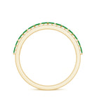 Real Marquise Emerald Half Eternity Wedding Band with Diamond AAA - Rosec Jewels