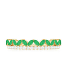 Real Marquise Emerald Half Eternity Wedding Band with Diamond AAA - Rosec Jewels