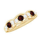 Rosec Jewels-Natural Garnet Half Eternity Ring with Diamond