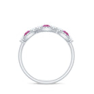 Pink Tourmaline and Diamond Wedding Anniversary Band Ring AAA - Rosec Jewels