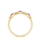 Pink Tourmaline and Diamond Wedding Anniversary Band Ring AAA - Rosec Jewels