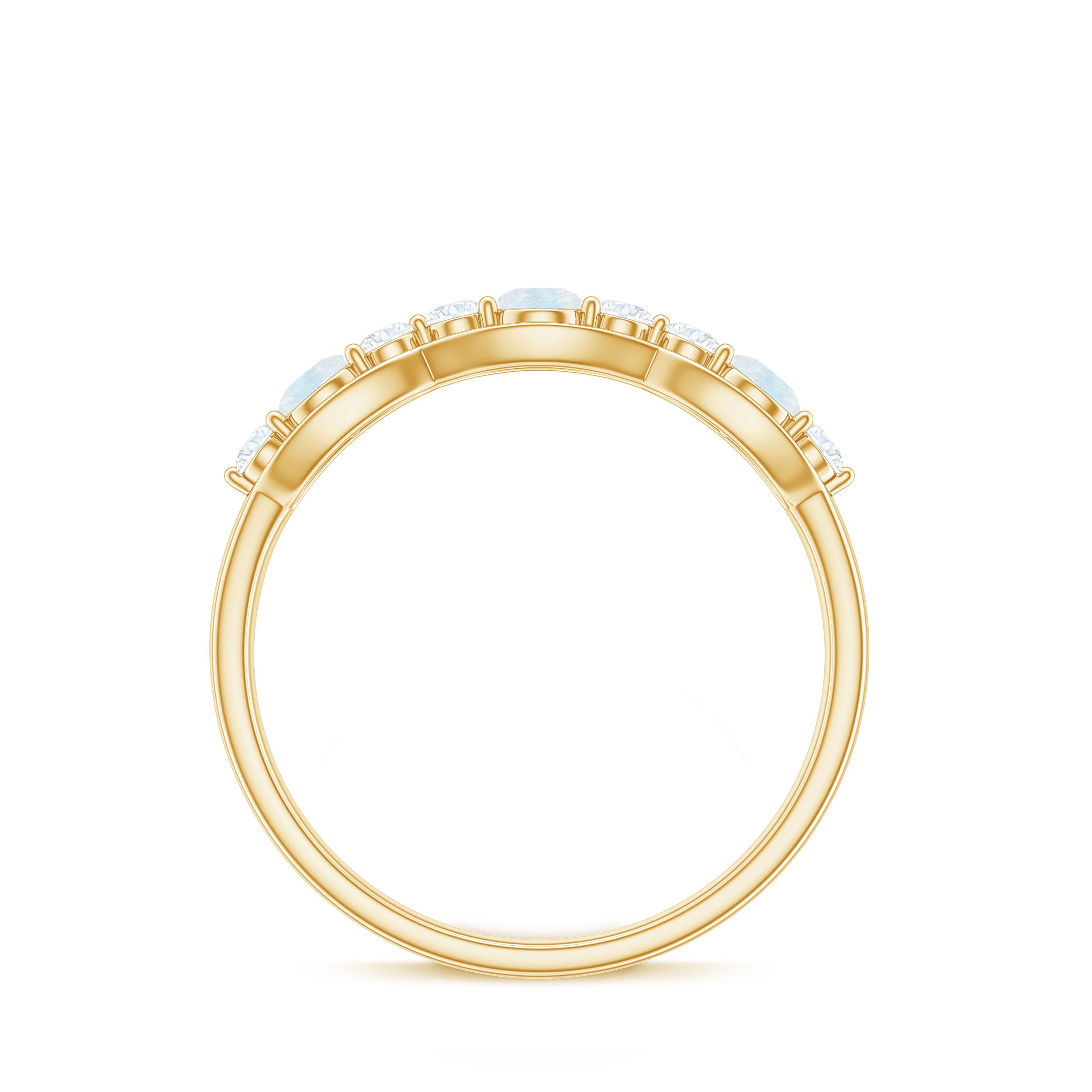 Moonstone and Diamond Wedding Anniversary Ring AAA - Rosec Jewels