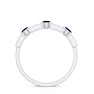 Natural Blue Sapphire Half Eternity Ring with Diamond for Women AAA - Rosec Jewels