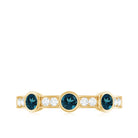 Bezel Set London Blue Topaz Half Eternity Band with Diamond AAA - Rosec Jewels