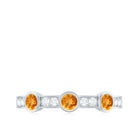 Real Citrine Diamond Half Eternity Wedding Band in Bezel Setting AAA - Rosec Jewels