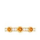 Real Citrine Diamond Half Eternity Wedding Band in Bezel Setting AAA - Rosec Jewels