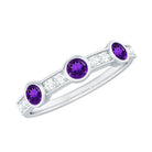 Genuine Amethyst Diamond Half Eternity Ring in Bezel Set AAA - Rosec Jewels