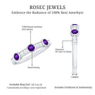 Genuine Amethyst Diamond Half Eternity Ring in Bezel Set AAA - Rosec Jewels