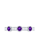 Genuine Amethyst Diamond Half Eternity Ring in Bezel Set AAA - Rosec Jewels