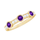Genuine Amethyst Diamond Half Eternity Ring in Bezel Set AAA - Rosec Jewels