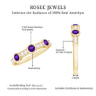 Genuine Amethyst Diamond Half Eternity Ring in Bezel Set AAA - Rosec Jewels