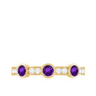 Genuine Amethyst Diamond Half Eternity Ring in Bezel Set AAA - Rosec Jewels