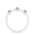 Natural Bezel Set Ruby Half Eternity Ring with Diamond AAA - Rosec Jewels