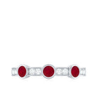 Natural Bezel Set Ruby Half Eternity Ring with Diamond AAA - Rosec Jewels