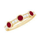 Natural Bezel Set Ruby Half Eternity Ring with Diamond AAA - Rosec Jewels