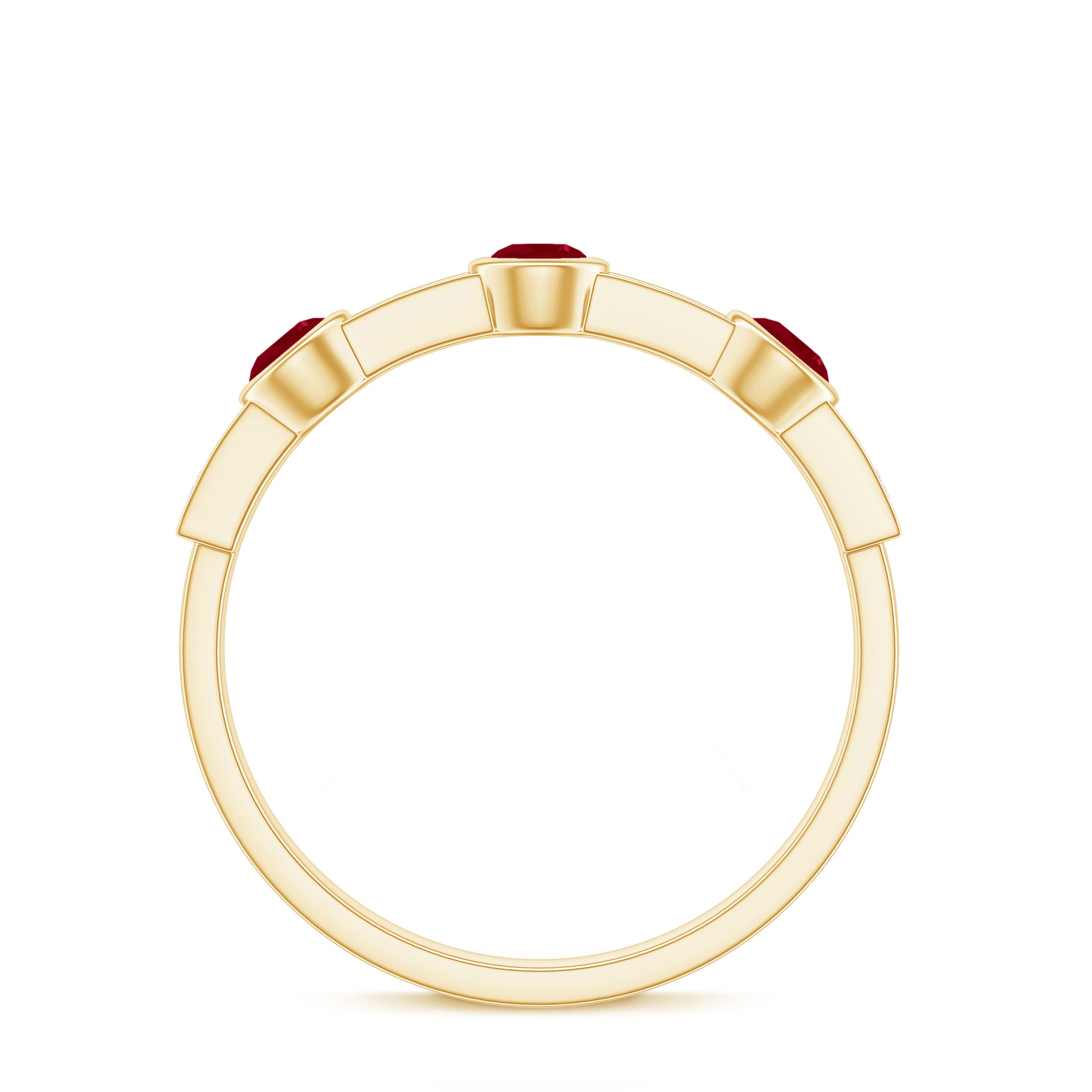 Natural Bezel Set Ruby Half Eternity Ring with Diamond AAA - Rosec Jewels