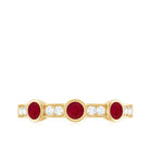Natural Bezel Set Ruby Half Eternity Ring with Diamond AAA - Rosec Jewels