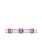 Rosec Jewels-Pink Tourmaline and Diamond Minimal Half Eternity Band Ring