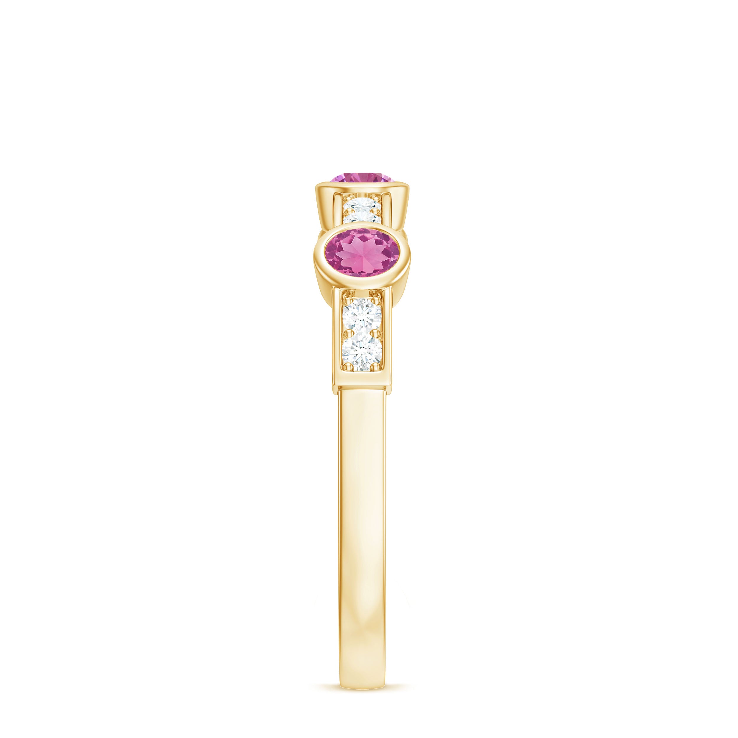 Rosec Jewels-Pink Tourmaline and Diamond Minimal Half Eternity Band Ring