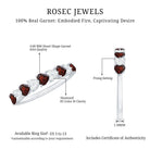 Rosec Jewels-Natural Garnet Diamond Heart Eternity Ring in East West Style