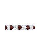 Rosec Jewels-Natural Garnet Diamond Heart Eternity Ring in East West Style