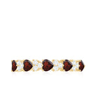 Rosec Jewels-Natural Garnet Diamond Heart Eternity Ring in East West Style