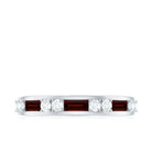 Genuine Baguette Garnet Half Eternity Band with Diamond AAA - Rosec Jewels
