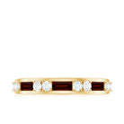 Genuine Baguette Garnet Half Eternity Band with Diamond AAA - Rosec Jewels