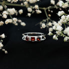 Natural Princess Cut Garnet Diamond Wedding Band AAA - Rosec Jewels