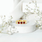 Natural Princess Cut Garnet Diamond Wedding Band AAA - Rosec Jewels