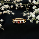 Natural Princess Cut Garnet Diamond Wedding Band AAA - Rosec Jewels