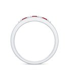 Natural Princess cut Ruby Double Band Ring with Diamond AAA - Rosec Jewels