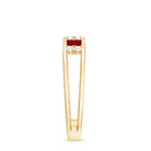 Natural Princess cut Ruby Double Band Ring with Diamond AAA - Rosec Jewels