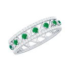 Designer Emerald Diamond Wedding Band Ring with Certificate AAA - Rosec Jewels