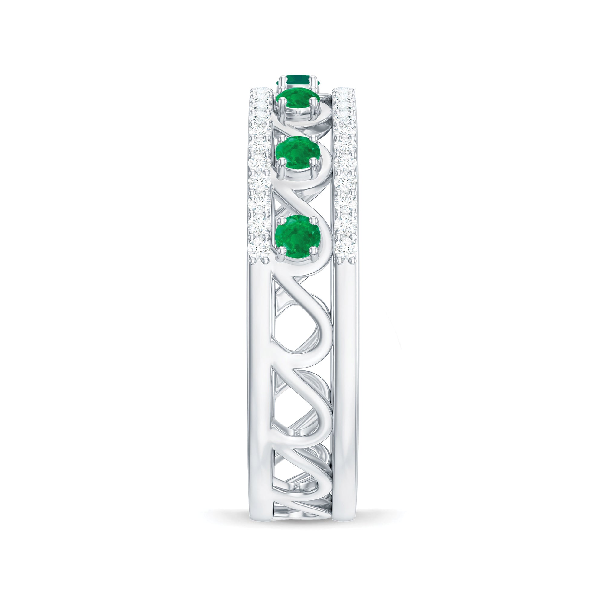 Designer Emerald Diamond Wedding Band Ring with Certificate AAA - Rosec Jewels