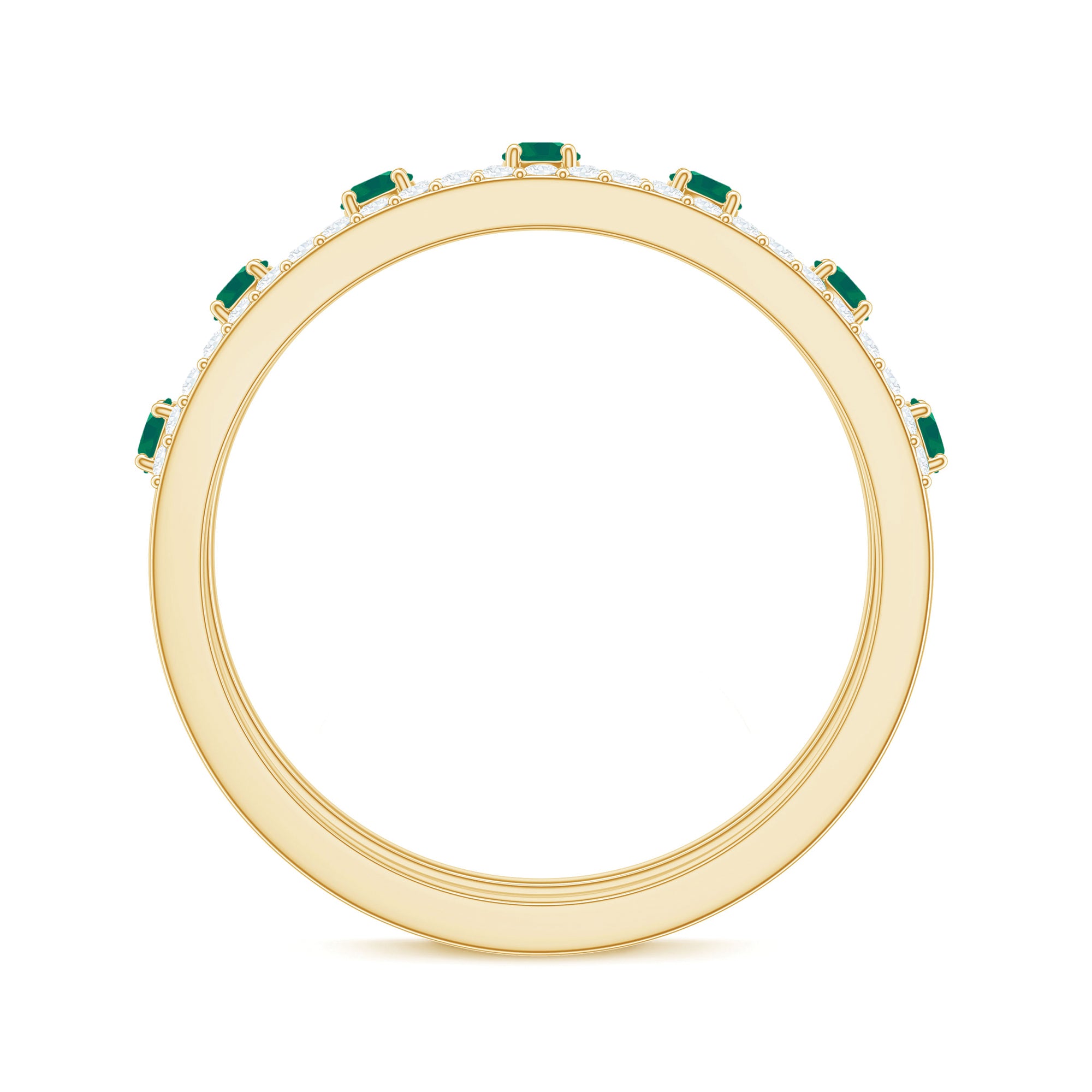 Designer Emerald Diamond Wedding Band Ring with Certificate AAA - Rosec Jewels