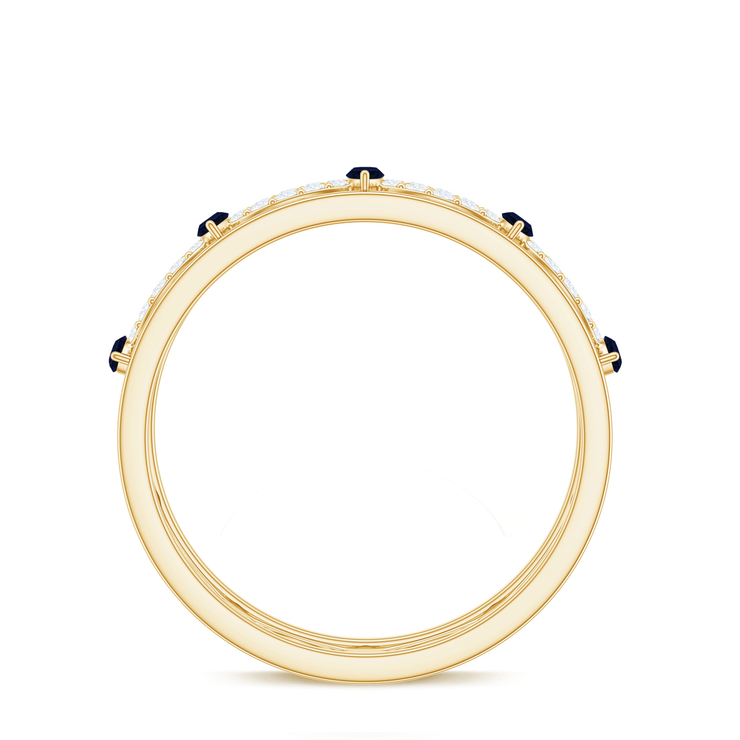Rosec Jewels-Natural Blue Sapphire Infinity Wedding Band with Diamond