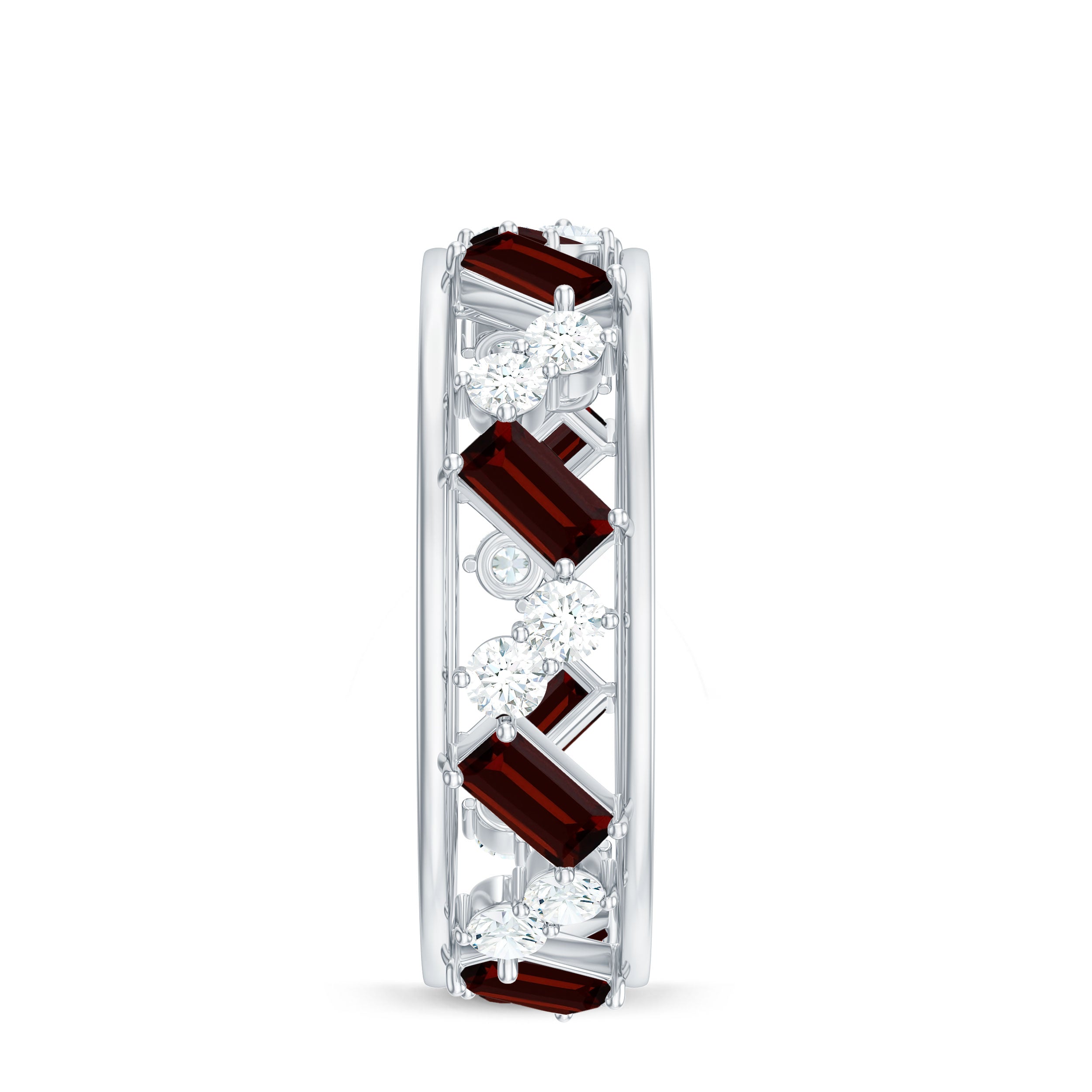 Rosec Jewels-Certified Real Garnet Diamond Wide Eternity Band