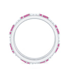 Certified Pink Tourmaline and Diamond Zig Zag Eternity Band AAA - Rosec Jewels