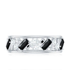 Black Onyx and Diamond Zig Zag Wide Wedding Band AAA - Rosec Jewels
