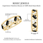Black Onyx and Diamond Zig Zag Wide Wedding Band AAA - Rosec Jewels