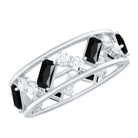 Natural Black Spinel Diamond Eternity Band Ring for Anniversary AAA - Rosec Jewels