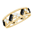 Natural Black Spinel Diamond Eternity Band Ring for Anniversary AAA - Rosec Jewels