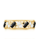 Natural Black Spinel Diamond Eternity Band Ring for Anniversary AAA - Rosec Jewels