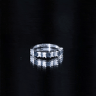 Baguette and Princess Cut London Blue Topaz Half Eternity Ring with Moissanite AAA - Rosec Jewels