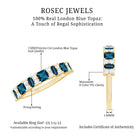Baguette and Princess Cut London Blue Topaz Half Eternity Ring with Moissanite AAA - Rosec Jewels