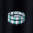 Oval Emerald and Moissanite Eternity Wedding Band AAA - Rosec Jewels