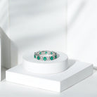 Oval Emerald and Moissanite Eternity Wedding Band AAA - Rosec Jewels