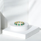 Oval Emerald and Moissanite Eternity Wedding Band AAA - Rosec Jewels